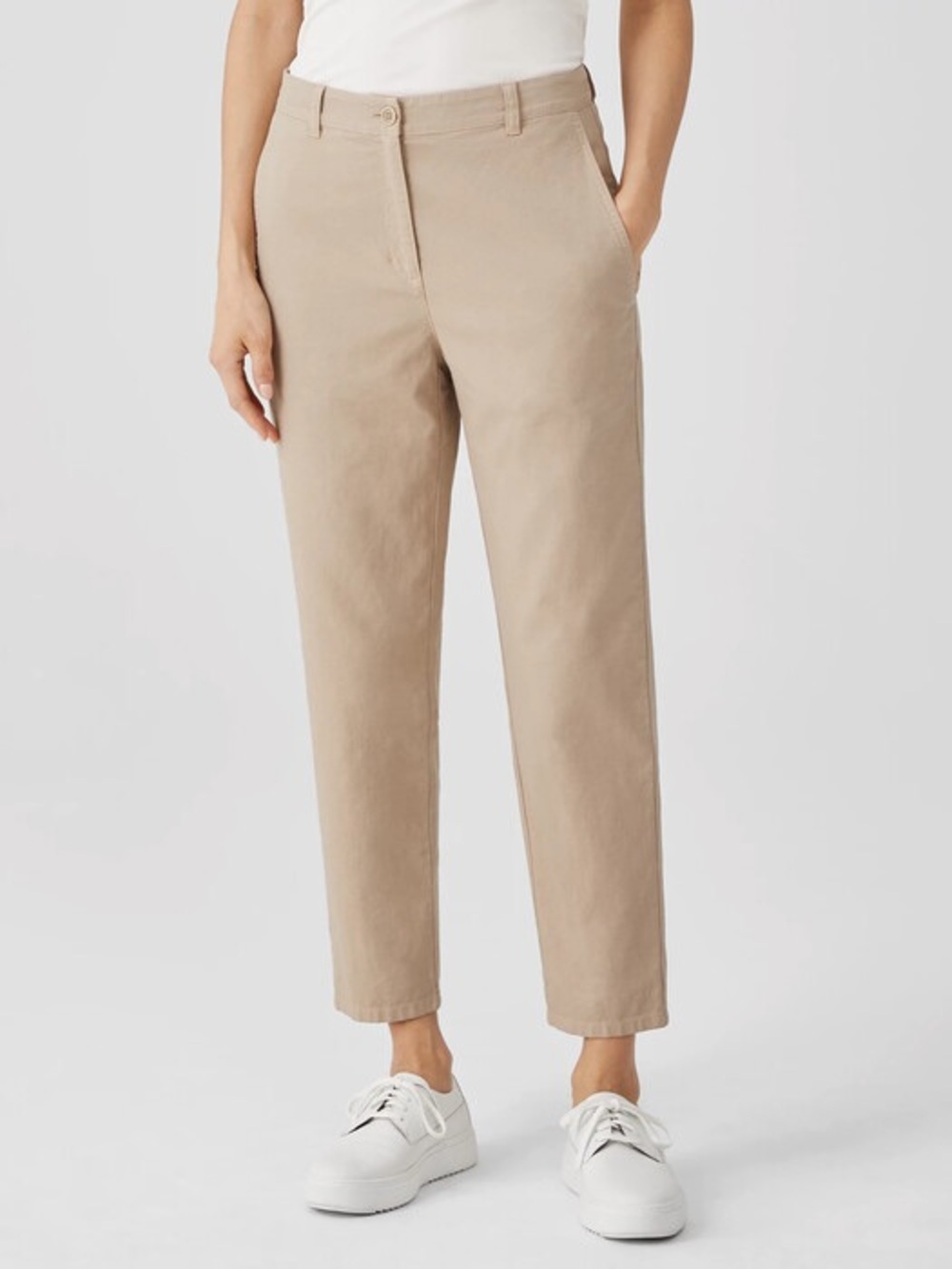 Eileen Fisher Organic Cotton Hemp Tapered Ankle Pants 8 Minimalist Quiet Luxury